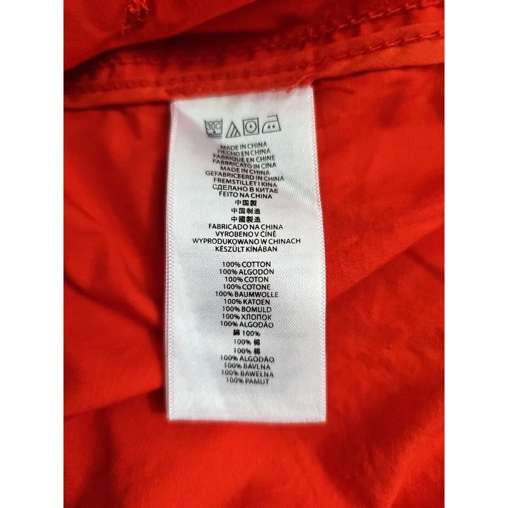 Michael Kors Woman Size L~ Orange Full Zip/Snap Cotton Hood Windbreaker Unlined.